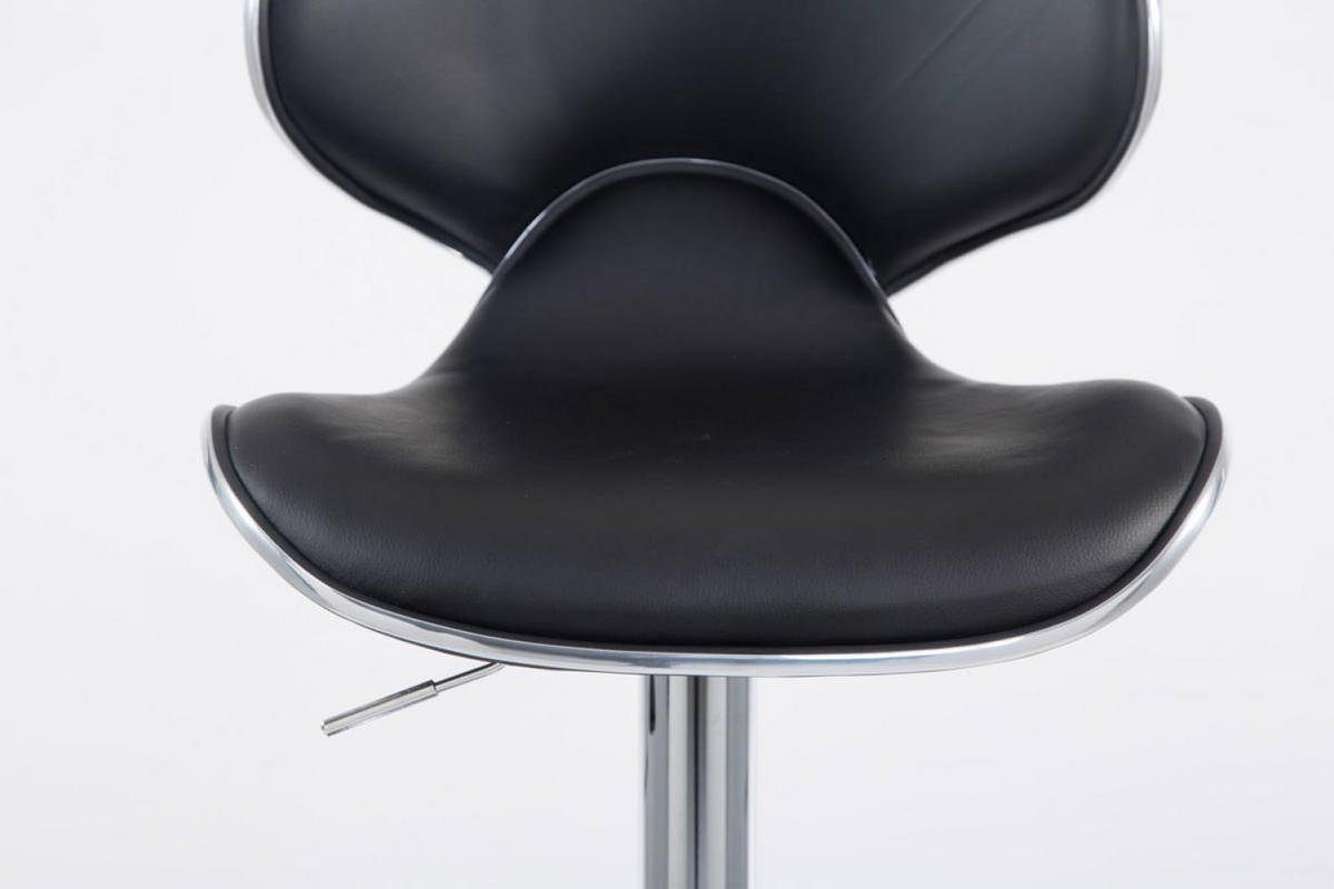 BARHOCKER 2er Set Lederlook schwarz - Chromfarben/Schwarz, Textil/Metall (46/88/49cm) - CLP