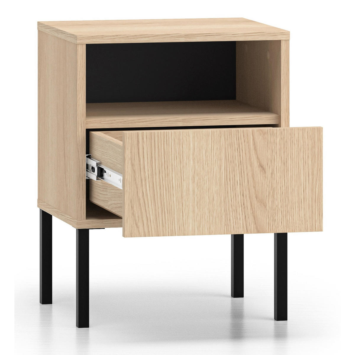 NACHTTISCH Barnee Eichenholzoptik 40 cm - Eichefarben/Schwarz, Holzwerkstoff (40/53/34cm) - Selsey