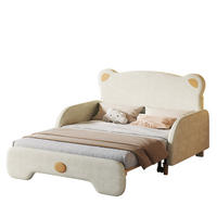 POLSTERBETT 140/200 cm beige aus Samt mit Ausziehbett - Beige, Textil (140/200cm) - OKWISH