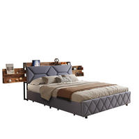 POLSTERBETT 140x200 cm 4 Schubladen USB Kopfteil grau - Grau, Holz (140/200cm) - LEBENLANG