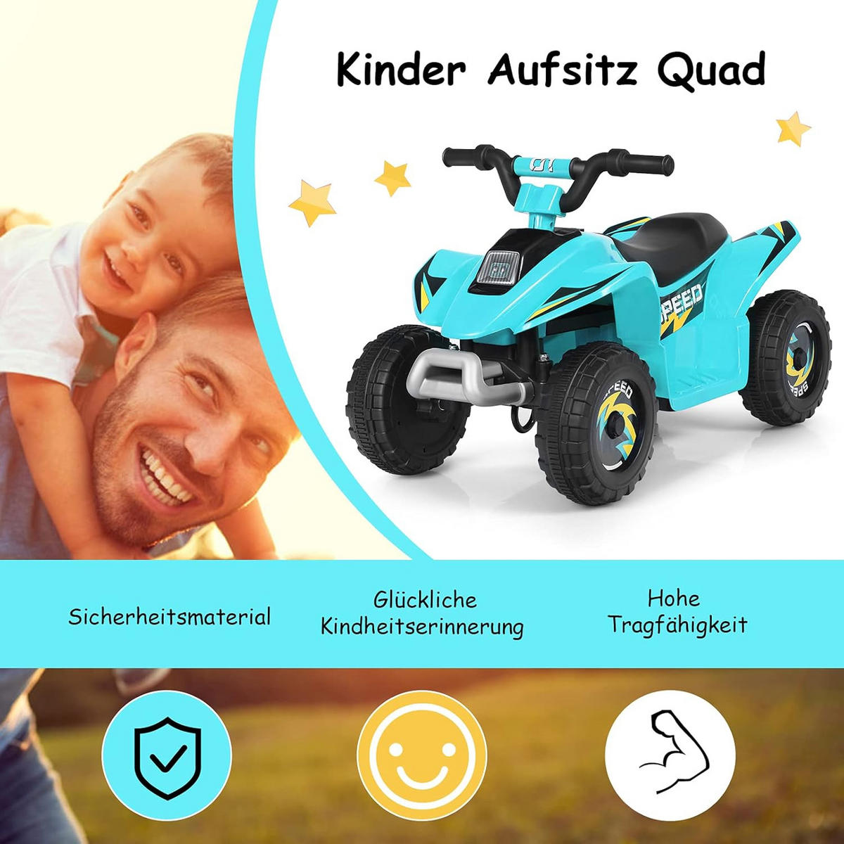 KINDERMOTORRAD 6V Elektro Kinderquad Blau - Blau, Kunststoff (40/44.5/73cm) - COSTWAY