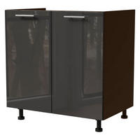 SPÜLENUNTERSCHRANK Essen D8Z/80 Graphit Hochglanz / Lava Matt 80 / 50 / 82cm - Dunkelgrau/Graphitfarben, Holz/Holzwerkstoff (80/82/50cm) - Feldmann-Wohnen