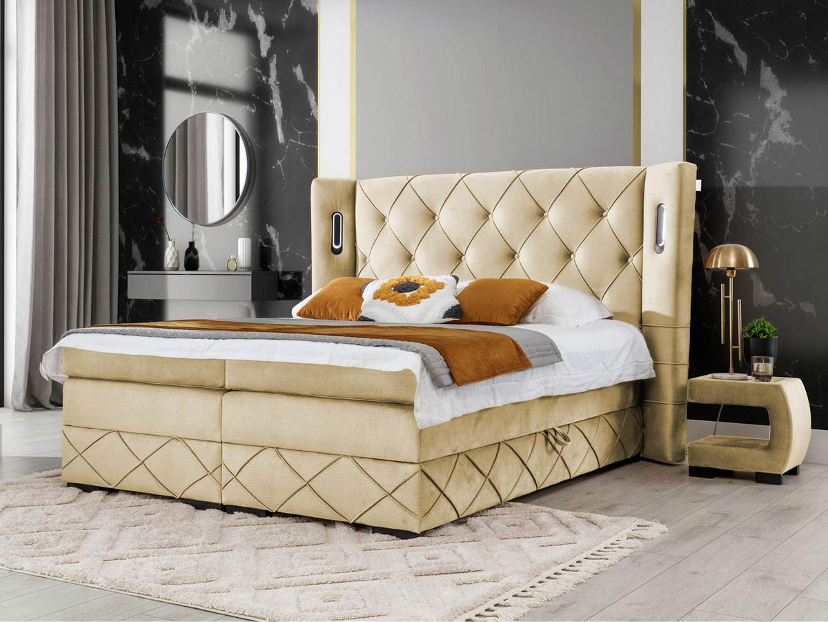 BOXBETT Focus Lux - Beige, Holz (160/200cm) - MIRJAN24