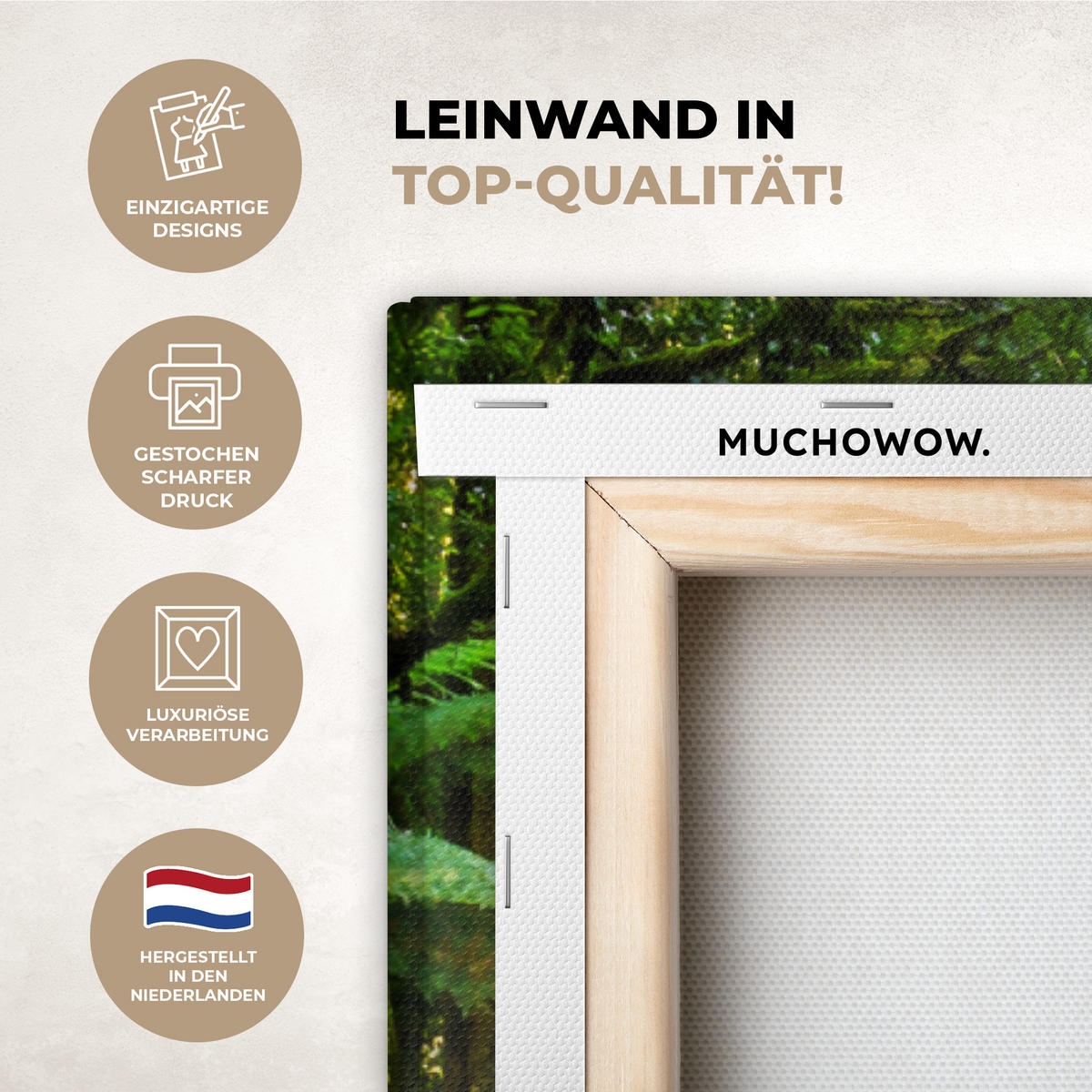 LEINWANDBILD Dschungel - Wasserfall - Australien - Pflanzen - Natur 80x120 cm - Dunkelgrün, Textil (80/120cm) - MuchoWow