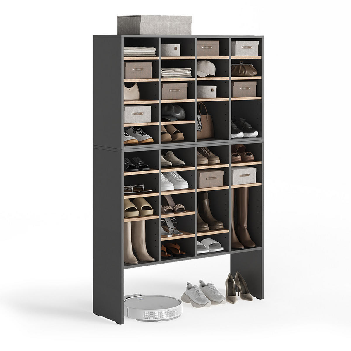 SCHUHSCHRANK-SET Lysander, Anthrazit/Goldkraft Eiche, 104.2 x 65.5 cm 2 Teile - Honigeiche/Anthrazit, Holzwerkstoff (104.2/65.5/32.1cm) - Vicco
