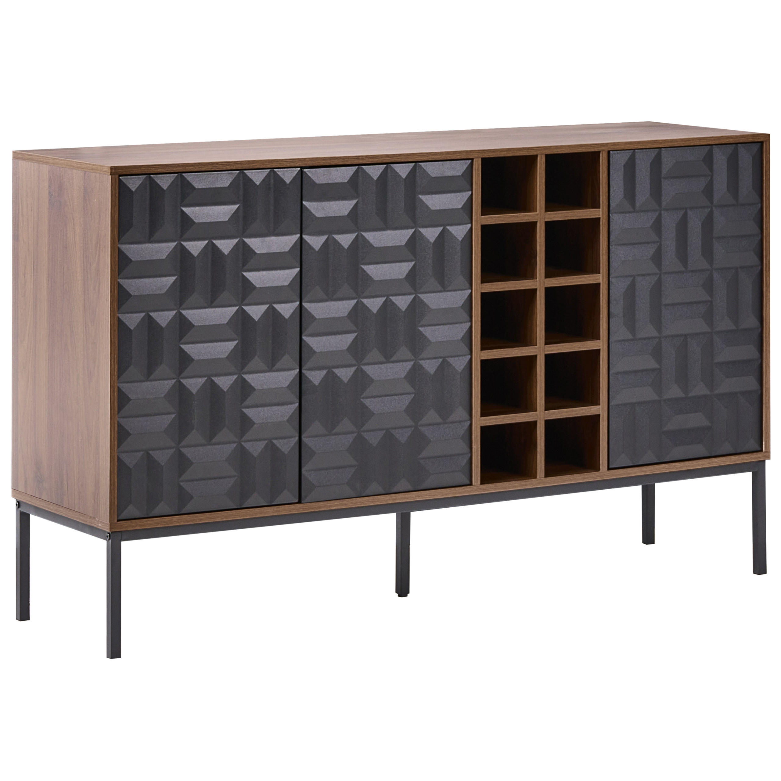 WEINREGAL Dunkelbraun Caraquet - Schwarz/Braun, Holzwerkstoff (140/85/40cm) - Beliani