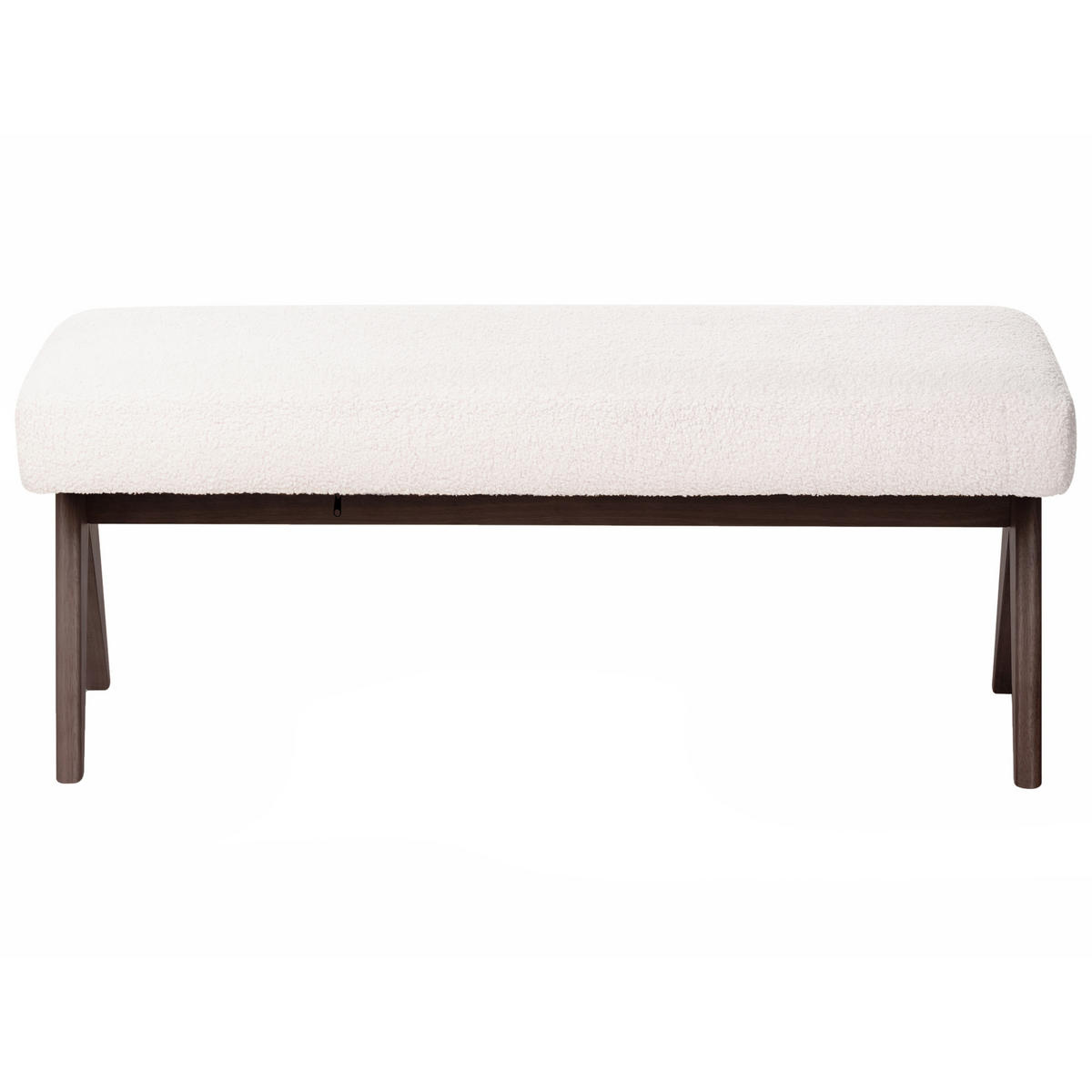 ČALOUNĚNÁ LAVICE Bouclé Krémově bílá/Tmavě hnědá Tamre - krémová, textil (118/48/46cm) - Beliani