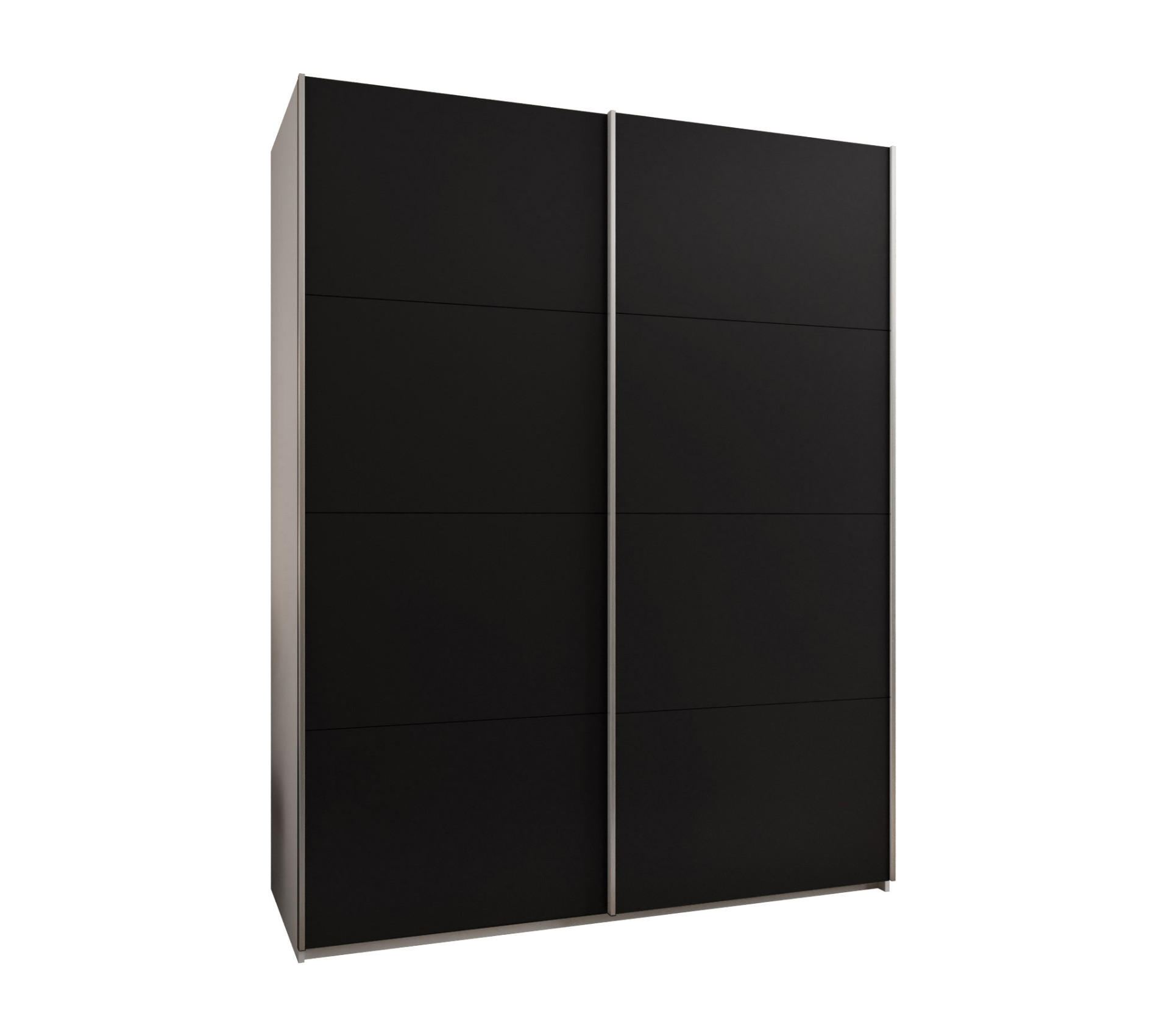 SCHWEBETÜRENSCHRANK 245,5/190/64 2-türig - Silberfarben/Schwarz, Holz/Metall (190/245/64cm) - Abiks Möbel