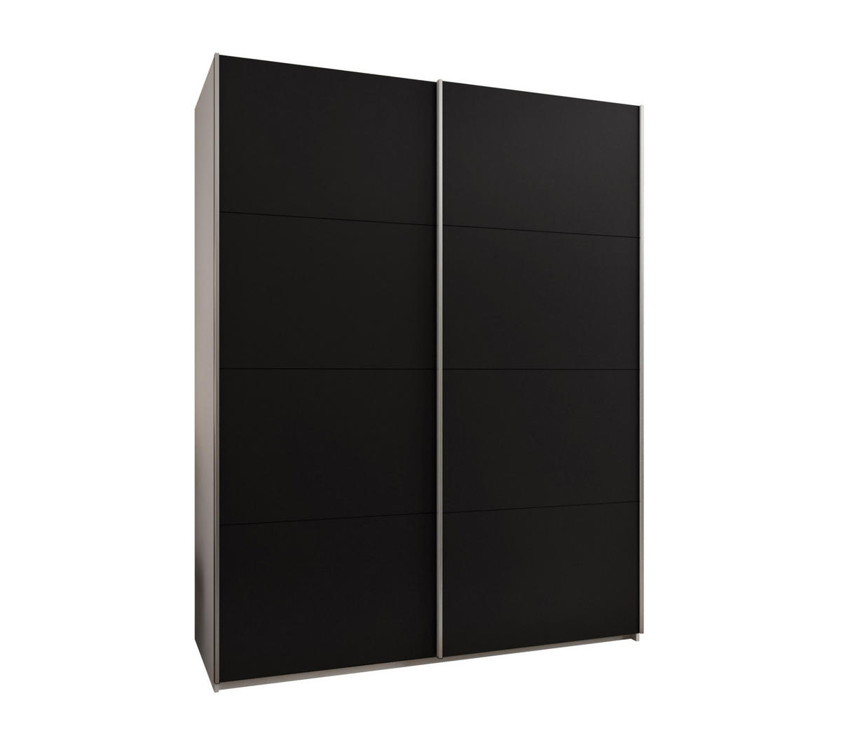 SCHWEBETÜRENSCHRANK 245,5/190/64 2-türig - Silberfarben/Schwarz, Holz/Metall (190/245/64cm) - Abiks Möbel