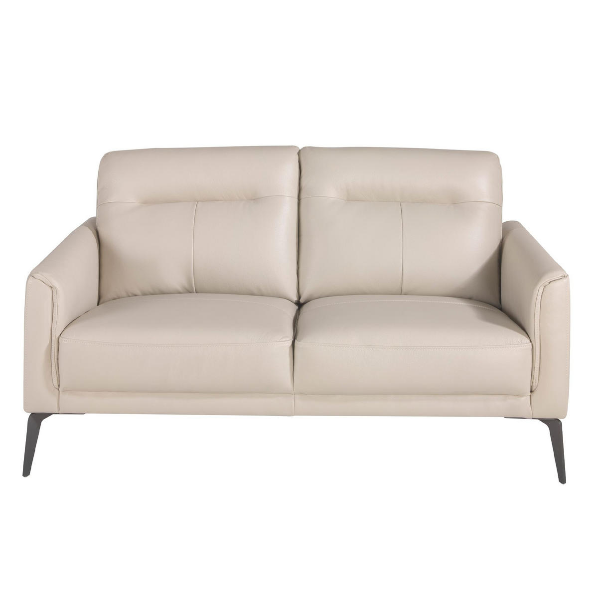 SOFA 2-sitzer ledersofa grau taupe 152/88/87 cm - Dunkelgrau/Schwarz, Leder (152/87/88cm) - ANGEL CERDA
