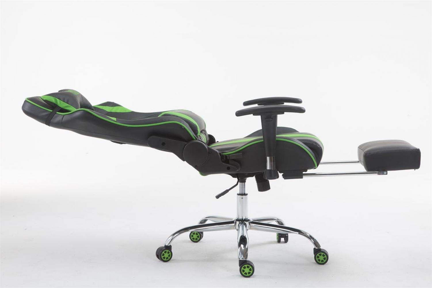 GAMINGSTUHL Lederlook schwarz/grün - Schwarz/Grün, Textil/Metall (70/125/58cm) - CLP