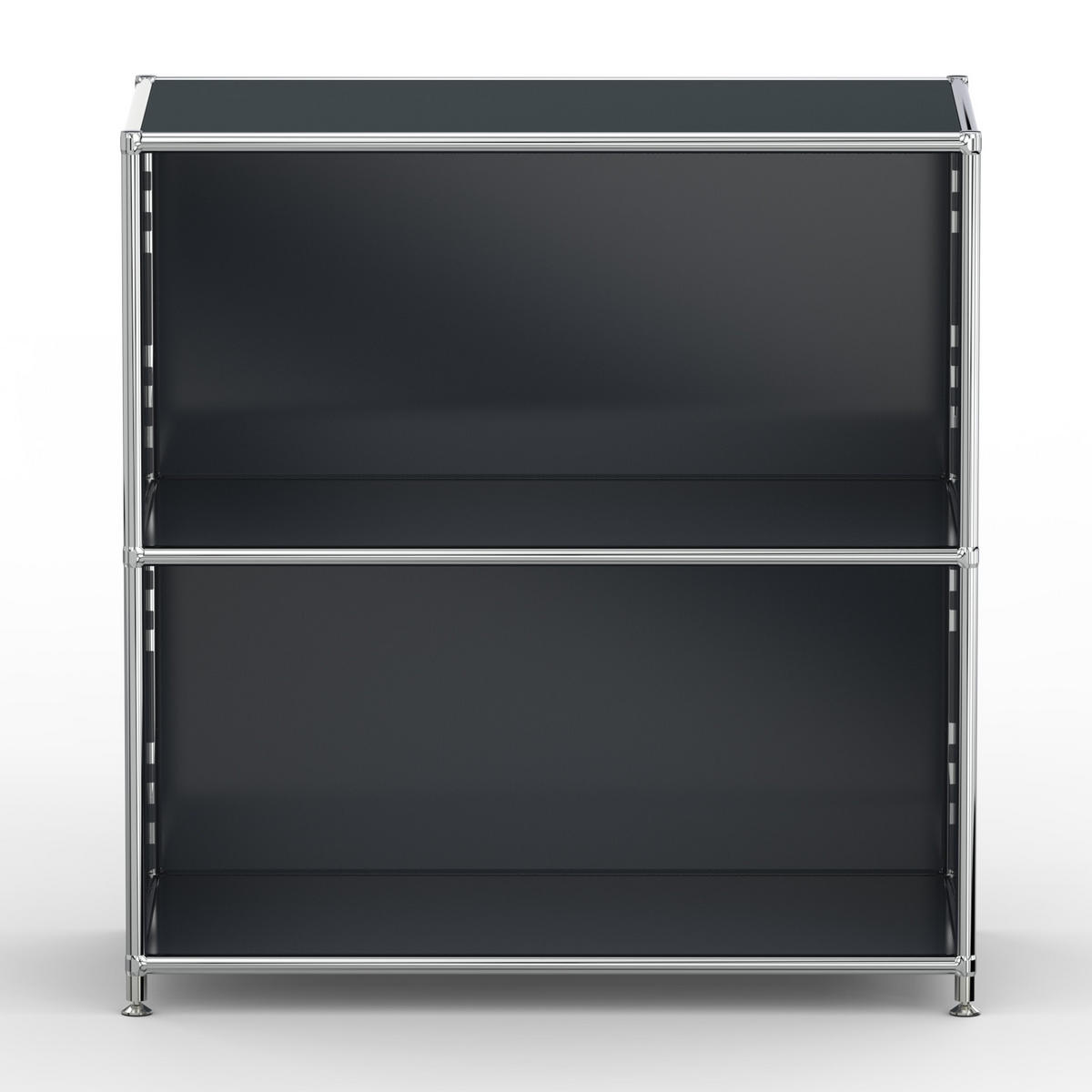AKTENSCHRANK Büro, 2 offene Fächer, Breite 77 cm, Anthrazitgrau - Chromfarben/Grau, Metall (40/80.5/77.2cm) - Versee