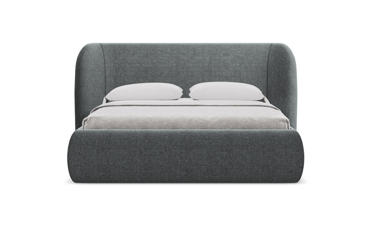 POLSTERBETT mit Bettkasten und Lattenrost 230x215 Grau - Schwarz/Graphitfarben, Kunststoff/Textil (180/200cm) - Makamii