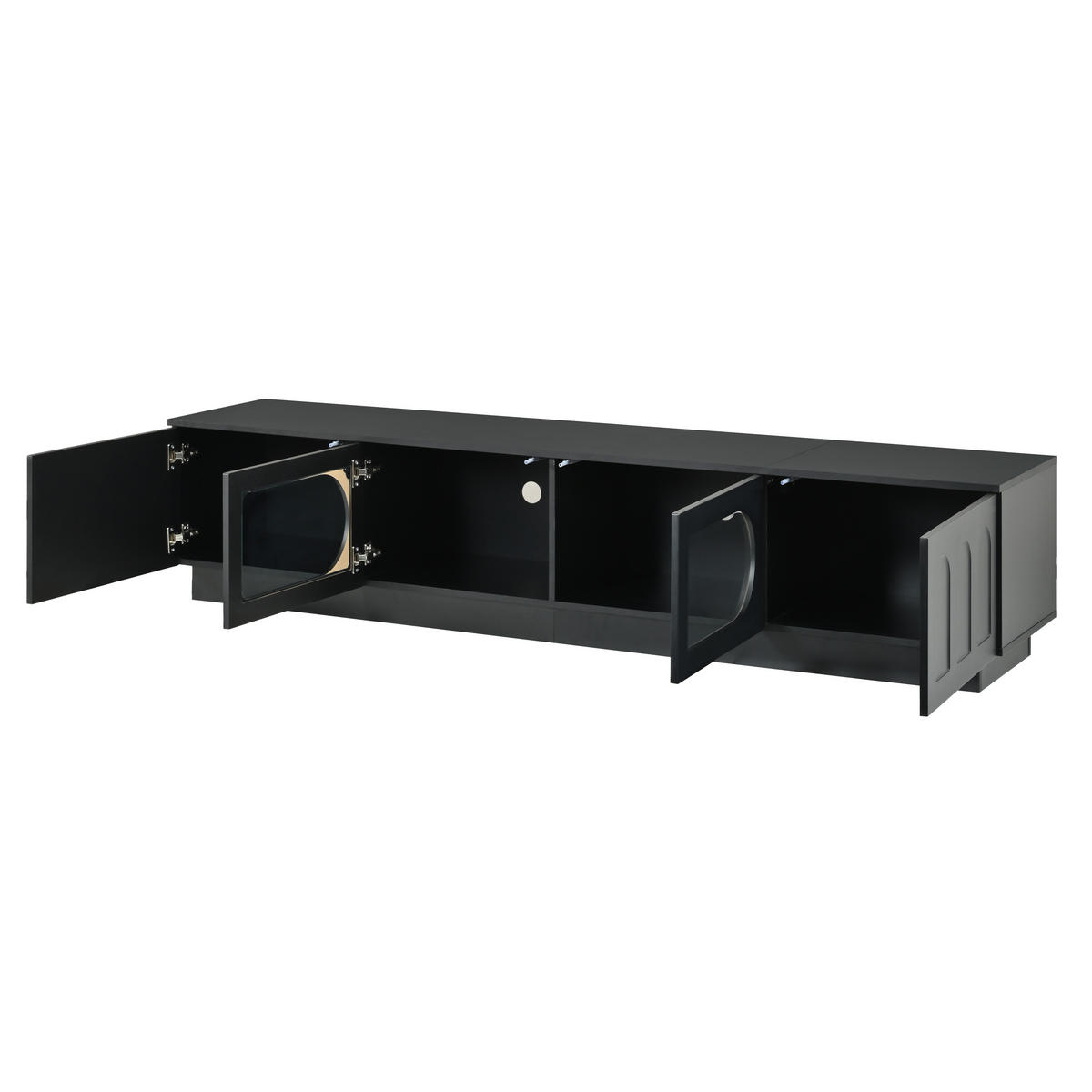 LOWBOARD DE-40167 mit LED-Beleuchtung und Glastüren Schwarz - Schwarz, Holzwerkstoff (200/42/40cm) - ComfortXL
