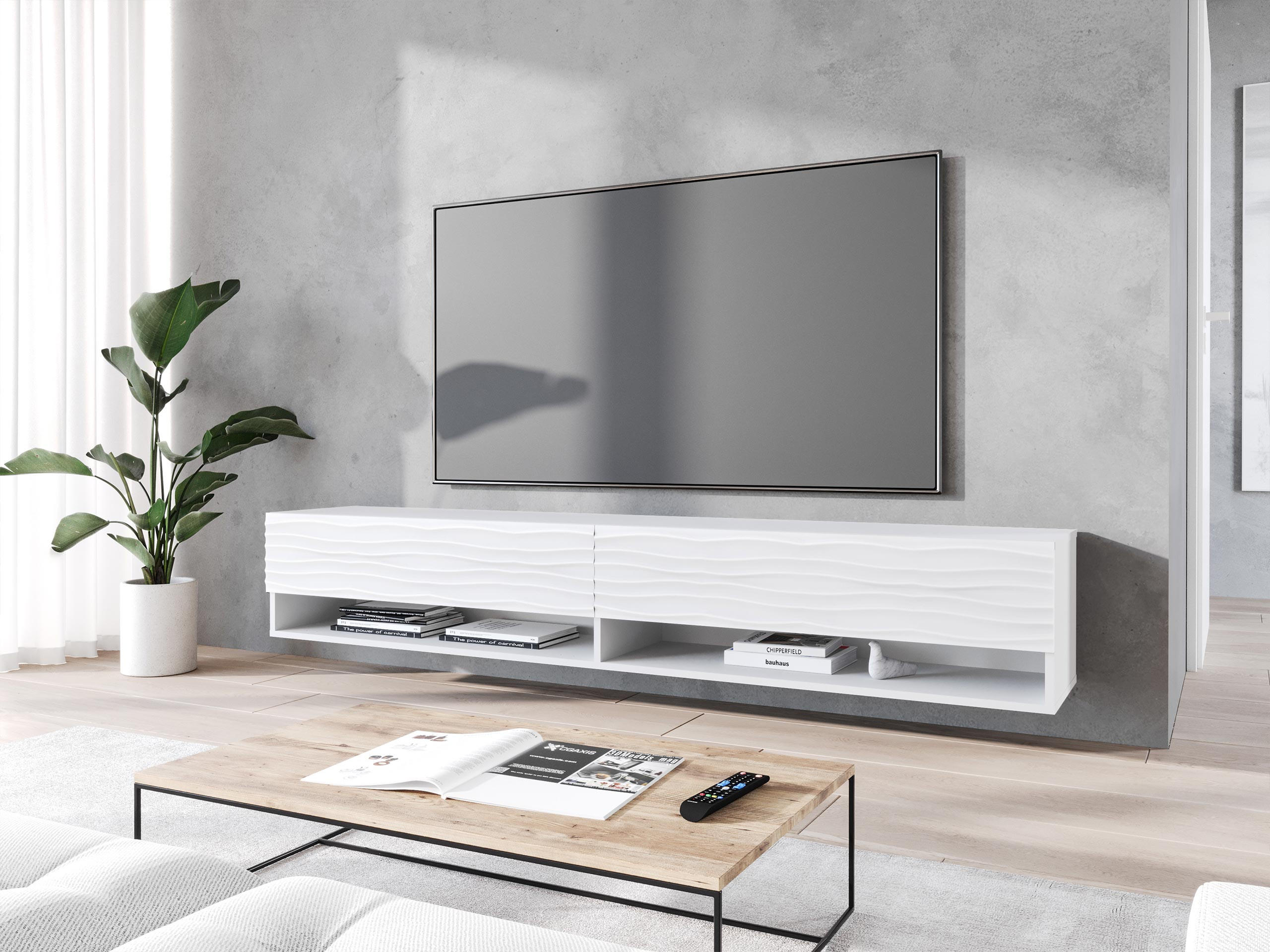 TV-LOWBOARD A180 MDF - Alufarben/Weiß, Holzwerkstoff/Kunststoff (180/30/33cm) - MIRJAN24