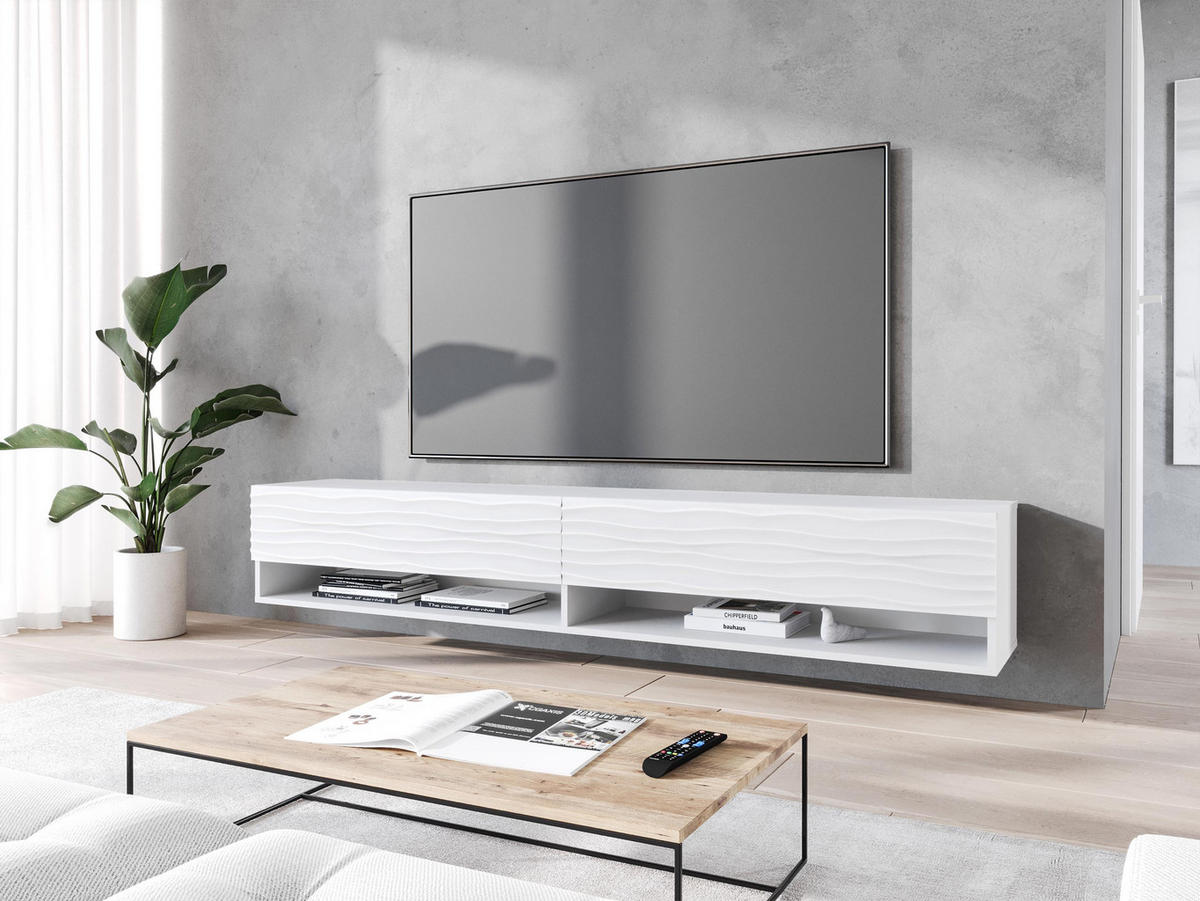 TV-LOWBOARD A180 MDF - Alufarben/Weiß, Holzwerkstoff/Kunststoff (180/30/33cm) - MIRJAN24