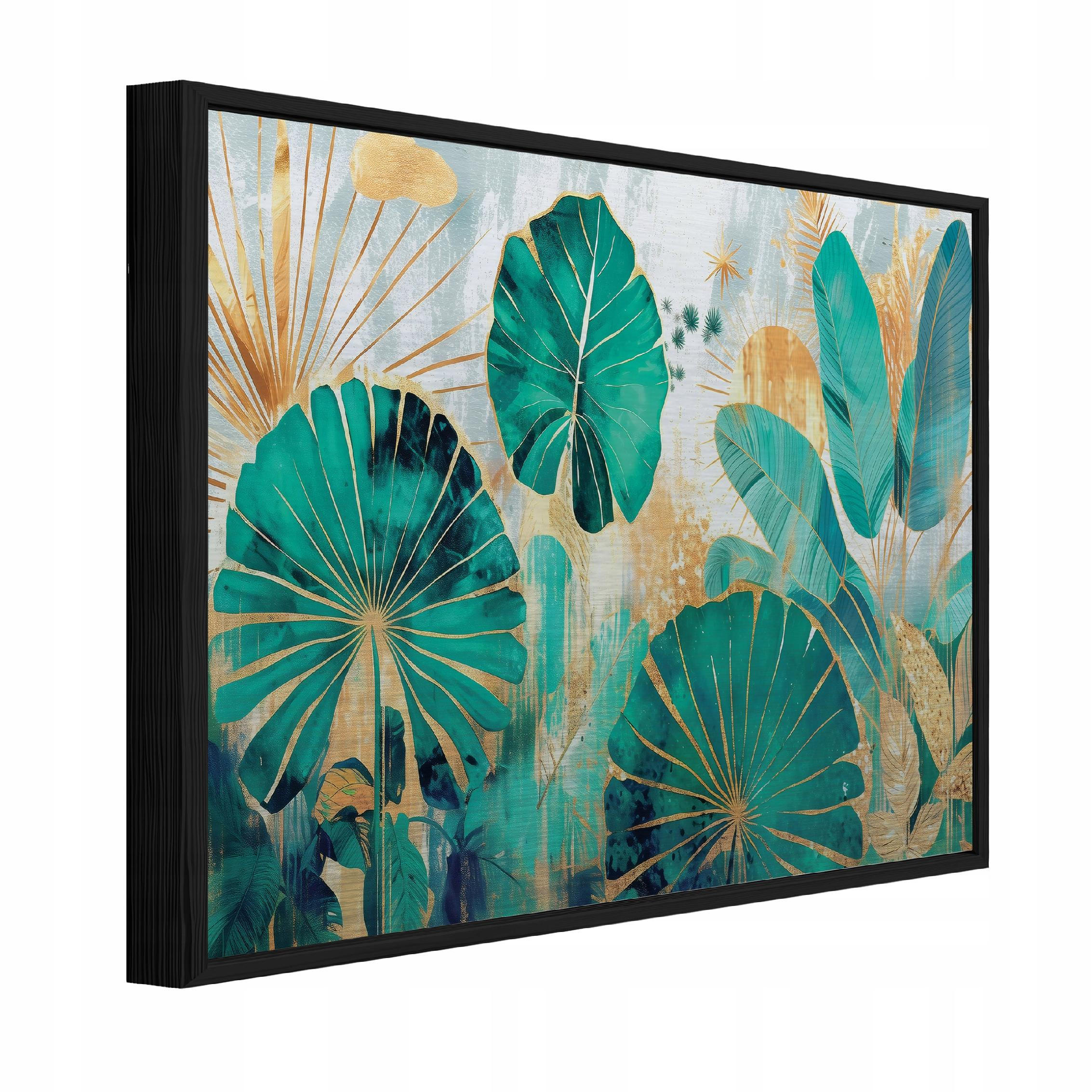 Wallarena ZARÁMOVANÉ obrazy listy džungle zelená 150x100 cm