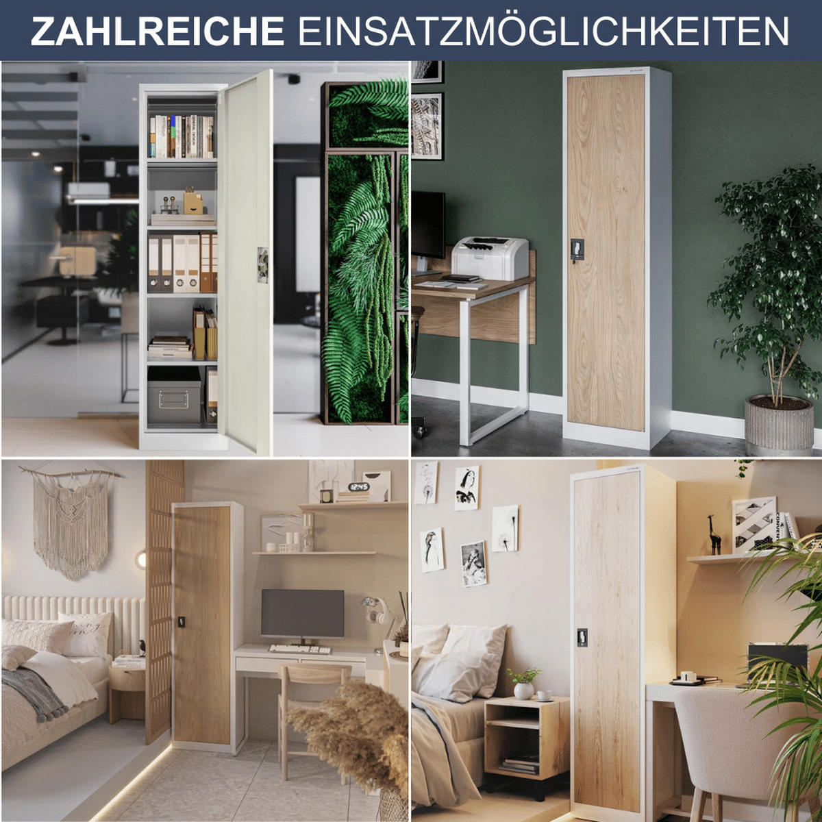 AKTENSCHRANK abschließbar KADO mit Flügeltüren 185x45x40cm Weiß-Sonoma Eiche - Weiß, Metall (45/185/40cm) - DELUKE