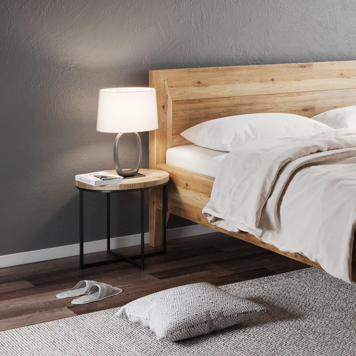 MASSIVHOLZBETT - Eichefarben, Holz (180/200cm) - home24