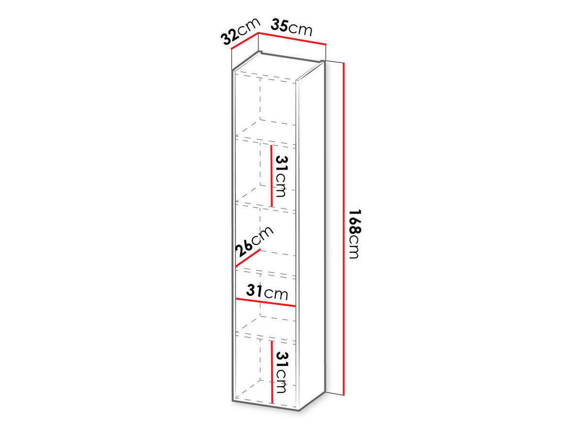 HOCHSCHRANK Govi - Kaschmir, Holzwerkstoff (35/168/32cm) - MIRJAN24
