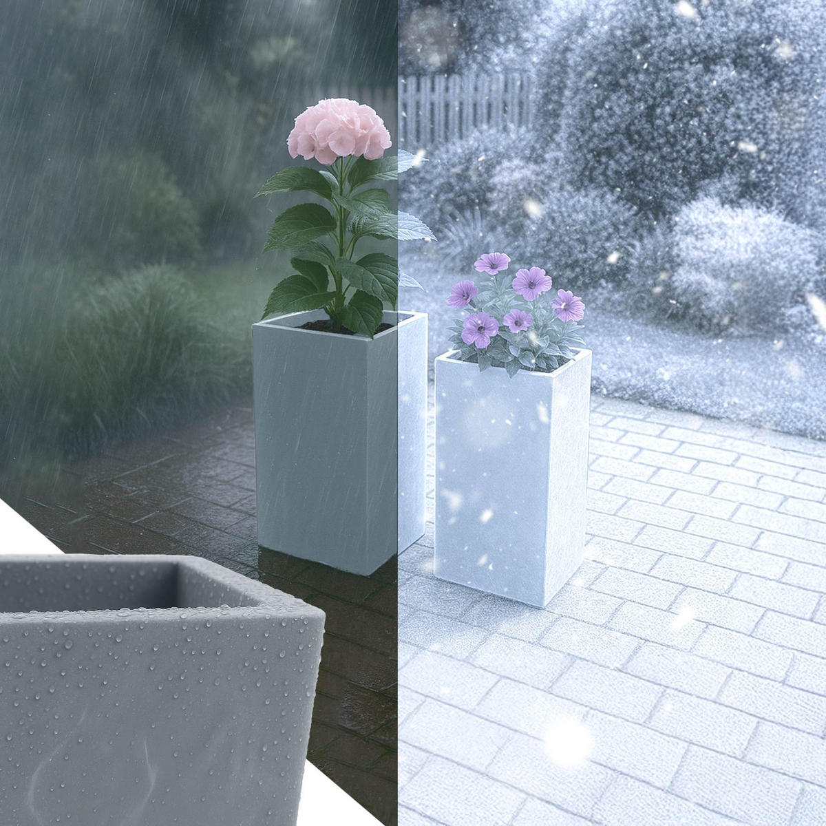 PFLANZKÜBEL 2er Set Grau - Grau, Kunststoff (80cm) - CLP