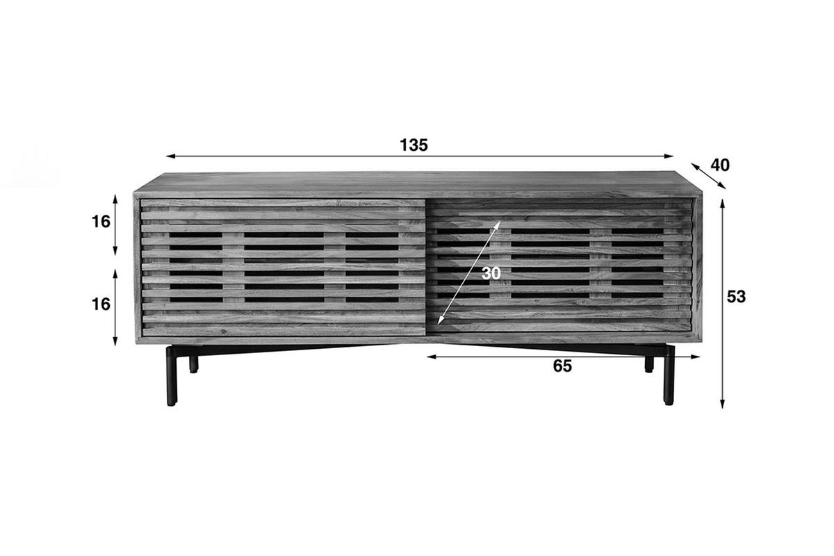 TV-BOARD RIONI Braun Akazie - Schwarz/Braun, Holz/Metall (135/53/40cm) - KAWOLA