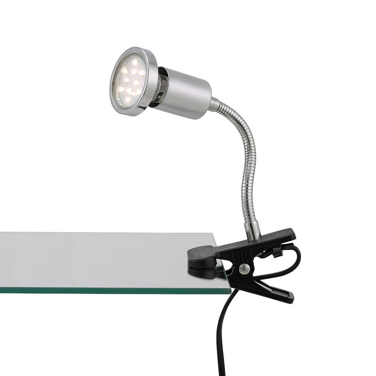 LED KLEMMLEUCHTE Chrom Titanfarben Flexo-Arm Silber - Silberfarben, Metall (13/5.5/22cm) - Briloner
