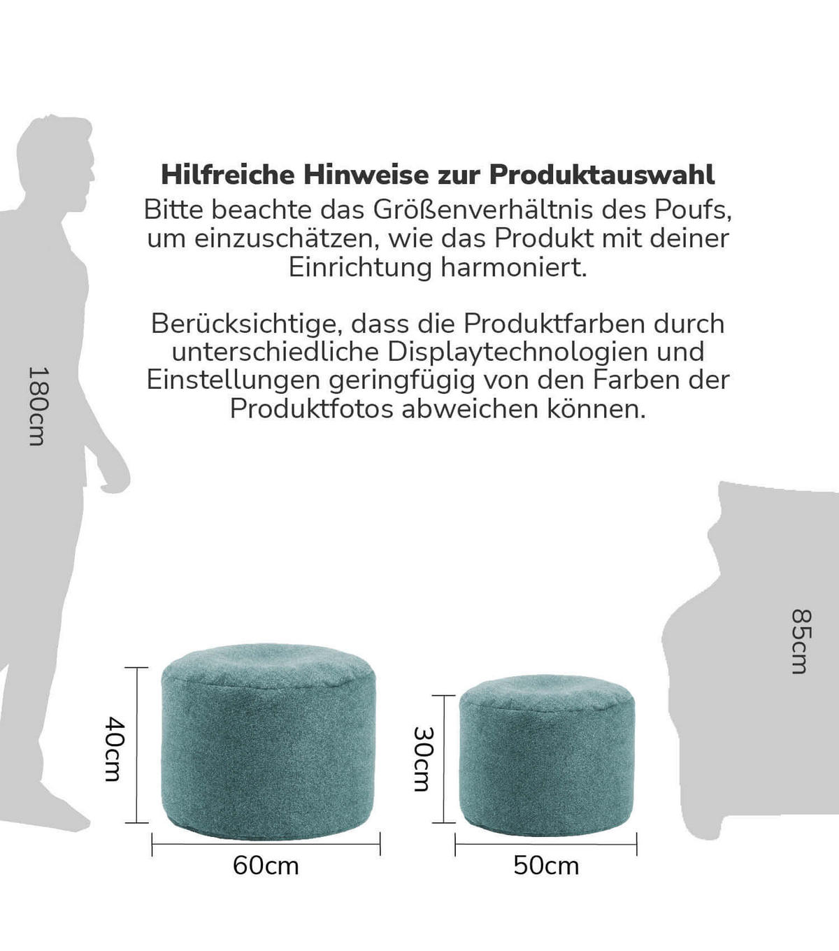 POUF Der Ruhepouf - Blau, Textil (50/30/50cm) - Mokebo