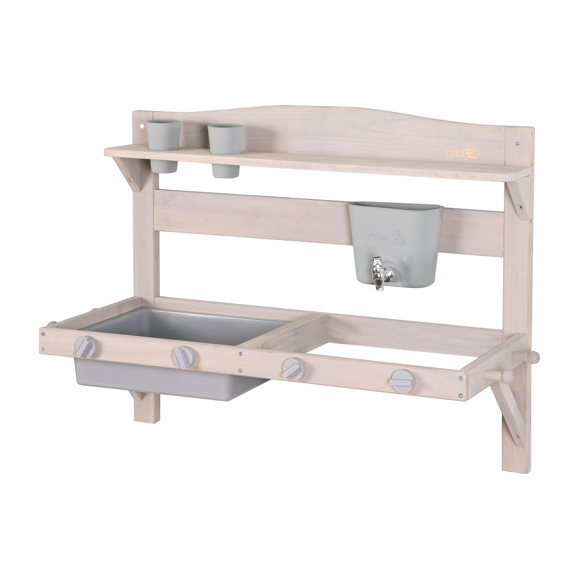 SPIEL- UND MATSCHKÜCHE zum Hängen grau - Grau, Holz (85/35cm) - Roba