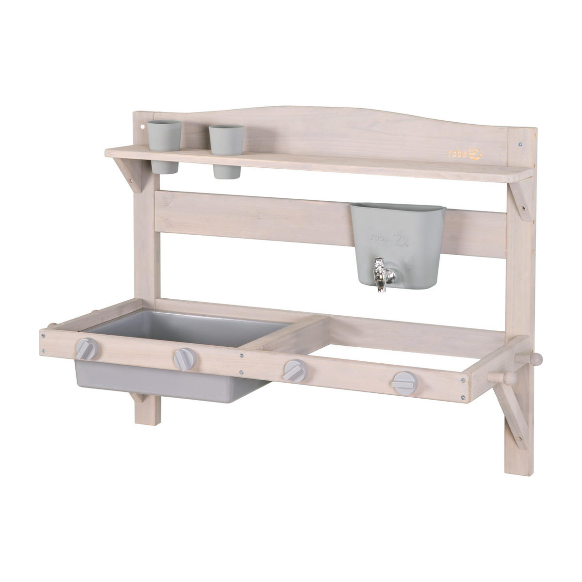 SPIEL- UND MATSCHKÜCHE zum Hängen grau - Grau, Holz (85/35cm) - Roba
