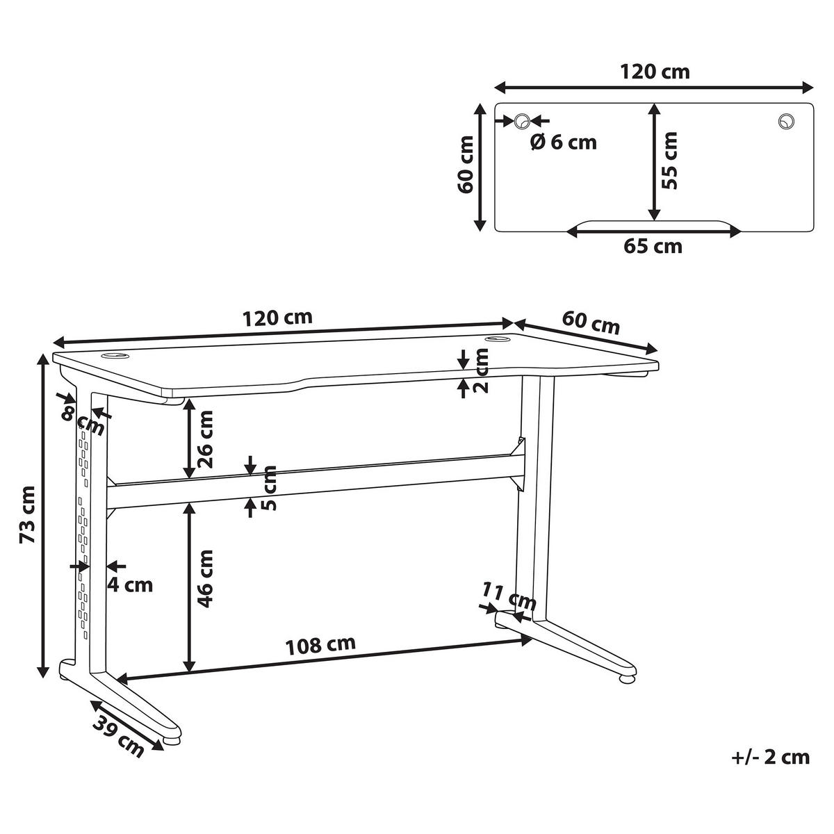 SPIELTISCH schwarz 120/60/73 cm Dexter - Schwarz, Holzwerkstoff (60/120/73cm) - Beliani