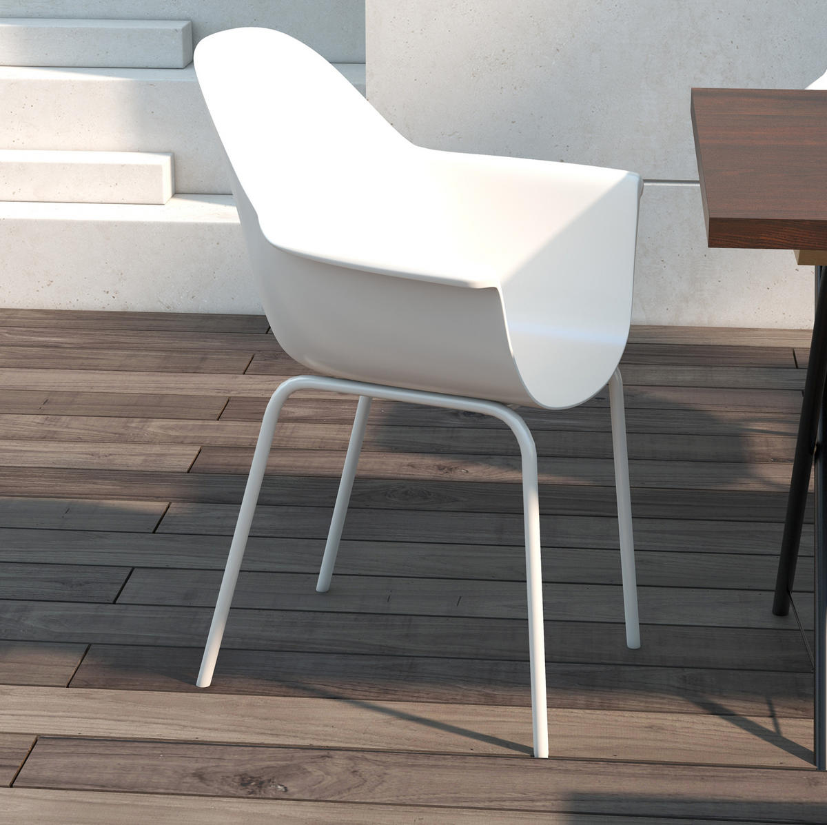 GARTENSTUHL aus Stahl 59x55x84cm in Grau im 4er Set - Grau, Kunststoff (55/84/59cm) - Modfu
