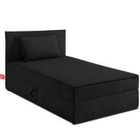 BOXSPRINGBETT ROTI Einzelbett, schwarz, Cordstoff - Schwarz, Holz/Holzwerkstoff (80/200cm) - KONSIMO®