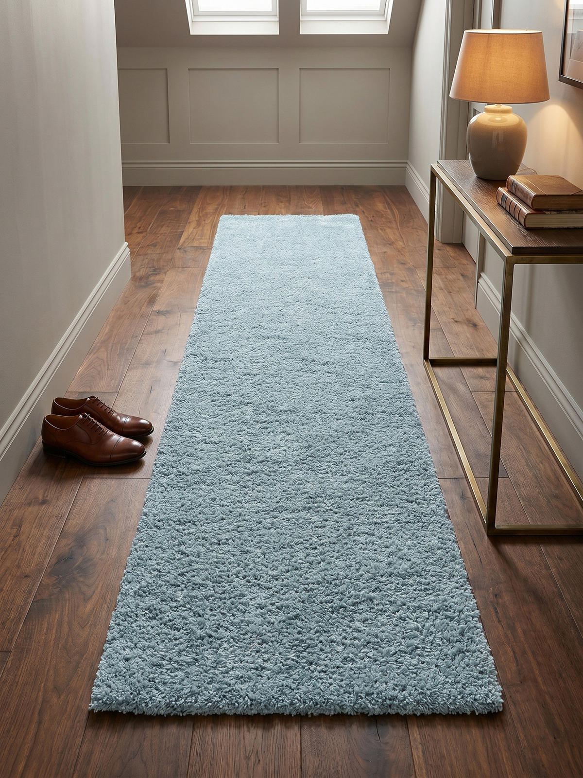 TEPPICH Hochflor Shaggy Einfarbig Weich Flauschig Waschbar Läufer Blau 80x250 cm – SALZACH - Blau, Textil (80/250cm) - KADIMA DESIGN