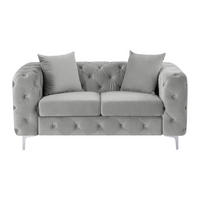 SOFA ohne Schlafmöglichkeit - 2 Personen - Samt, Stoff - Hellgrau - - Hellgrau, Textil (162/76/91cm) - Vente-Unique