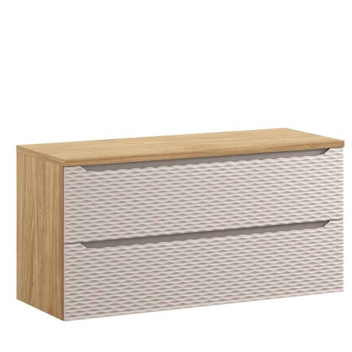 WASCHBECKENUNTERSCHRANK 120 cm 2 Teile - Ocean Beige O BM442 in Beige / Geölter Eiche - Beige, Holz (120/57/46cm)