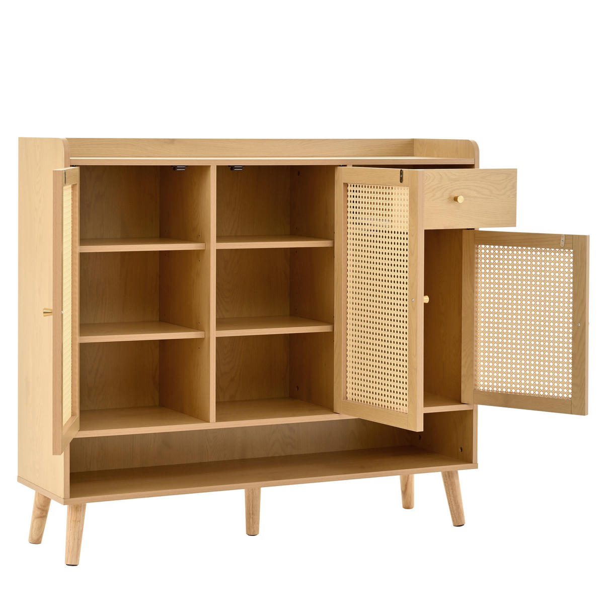 SCHUHSCHRANK 120/35/106 cm mit 3 Türen, 1 Schublade und natürlicher Optik - Naturfarben, Holzwerkstoff (120/106/35cm) - BEAOK