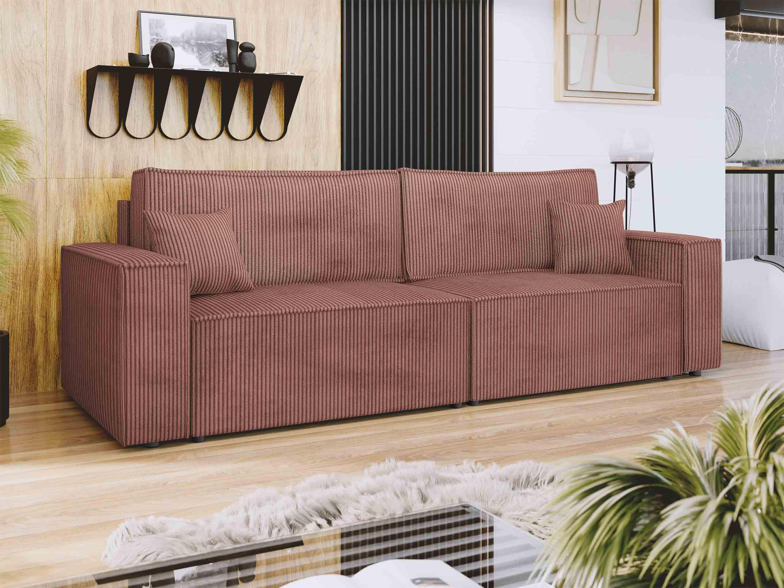 SCHLAFSOFA Karl Cord - Schwarz/Rosa, Holz/Kunststoff (245/82/90cm) - MIRJAN24
