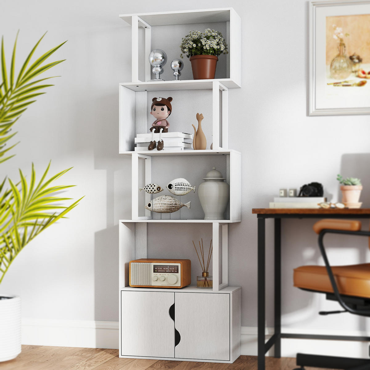 REGAL DE-15537 5 Ebenen + Doppeltürschrank Weiß - Weiß, Holzwerkstoff (23.8/179.2/60cm) - ComfortXL