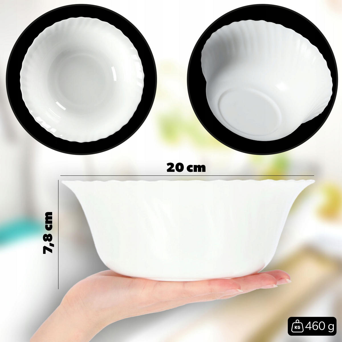 SALATSCHÜSSEL aus Glas, 21 cm, weiß - Weiß, Glas (21cm) - KADAX