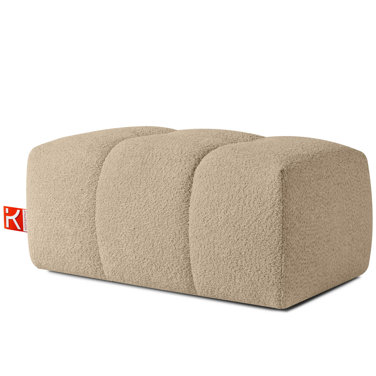 POUF RAVIA, Bouclé, Beige - Beige, Holz/Textil (96/45/50cm) - KONSIMO®