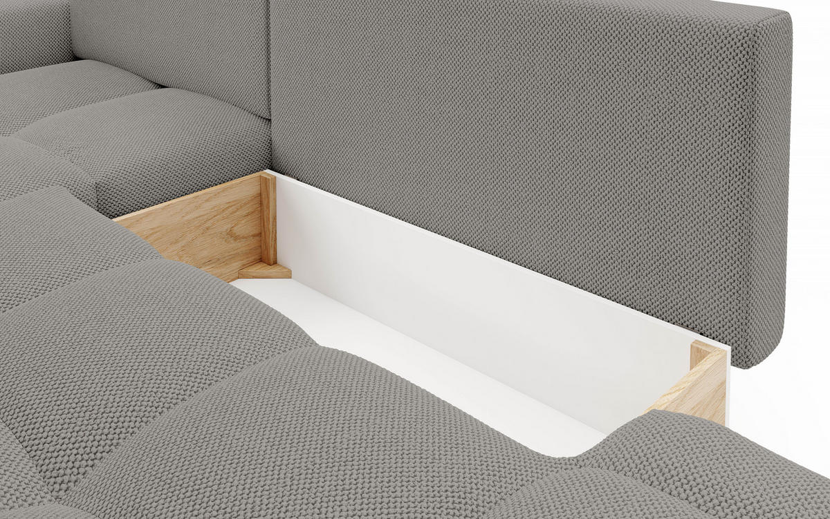 ECKSOFA L Form Hosio Grau 286/177/88 cm Links mit Schlaffunktion - Schwarz/Grau, Kunststoff/Textil (177/286cm) - AX Living