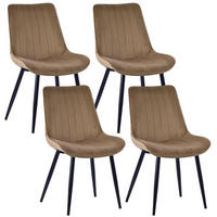 STUHL-SET 4 Stück Samt-YZ1 - Mokka, Textil/Metall (62.5/88/53cm) - HOMAVO