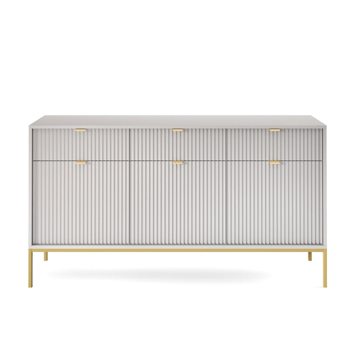 SIDEBOARD STELLARE 154/83/39 cm mit 3 Schubladen 3 Türen Grau - Goldfarben/Grau, Holzwerkstoff (154/83/39cm) - MASSENO