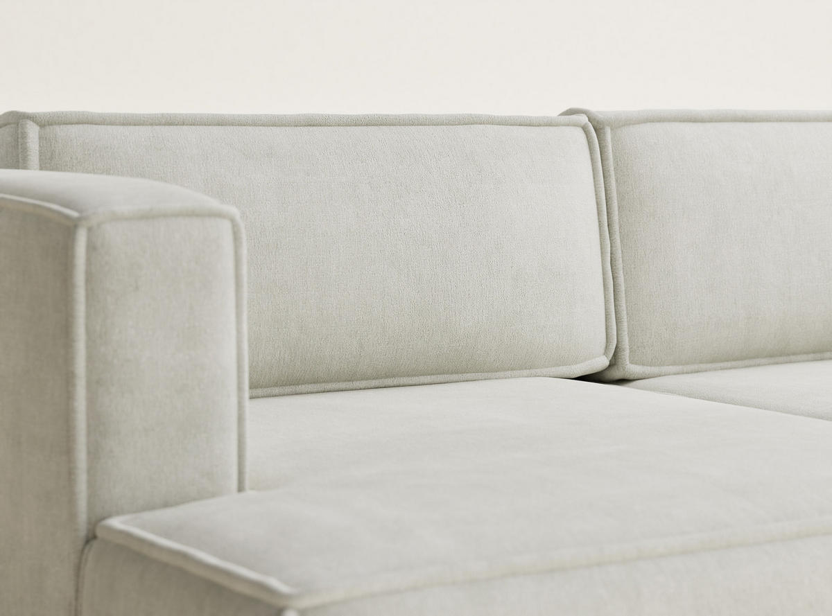 ECKSOFA MIT SCHLAFFUNKTION Velto Creme Webstoff - Creme/Schwarz, Holz/Holzwerkstoff (152/250cm) - Maison de Reve