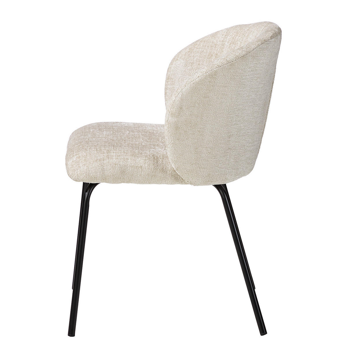 POLSTERSTUHL - Chenille / Edelstahl, 2er-Set - Beige/Schwarz, Textil (54/78/50cm) - home24