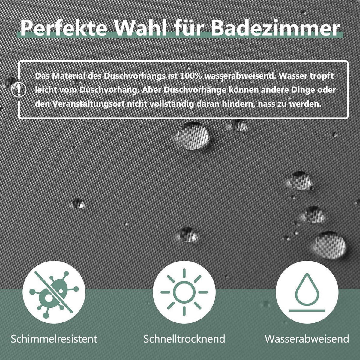 DUSCHVORHANG 180 x 220 cm Dunkelgrau Wasserabweisend Anti-Schimmel - Anthrazit, Textil (180/220cm)