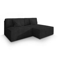 ECKSOFA FIORO P Schwarz Kordstoff mit Schlaffunktion - Schwarz, Holz (204/148cm) - MASSENO