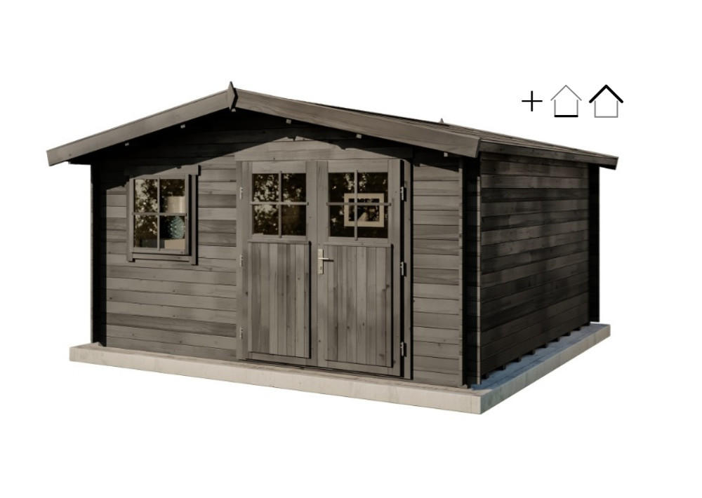 Alpholz Gartenhaus Grau 438x222x427 cm