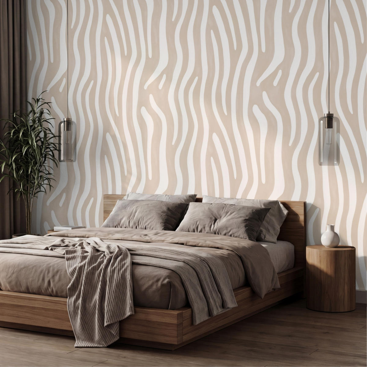 TAPETE - Abstrakt - Zebra - Beige - 400x240 cm - Beige, Papier (400/240cm) - OnlyWow